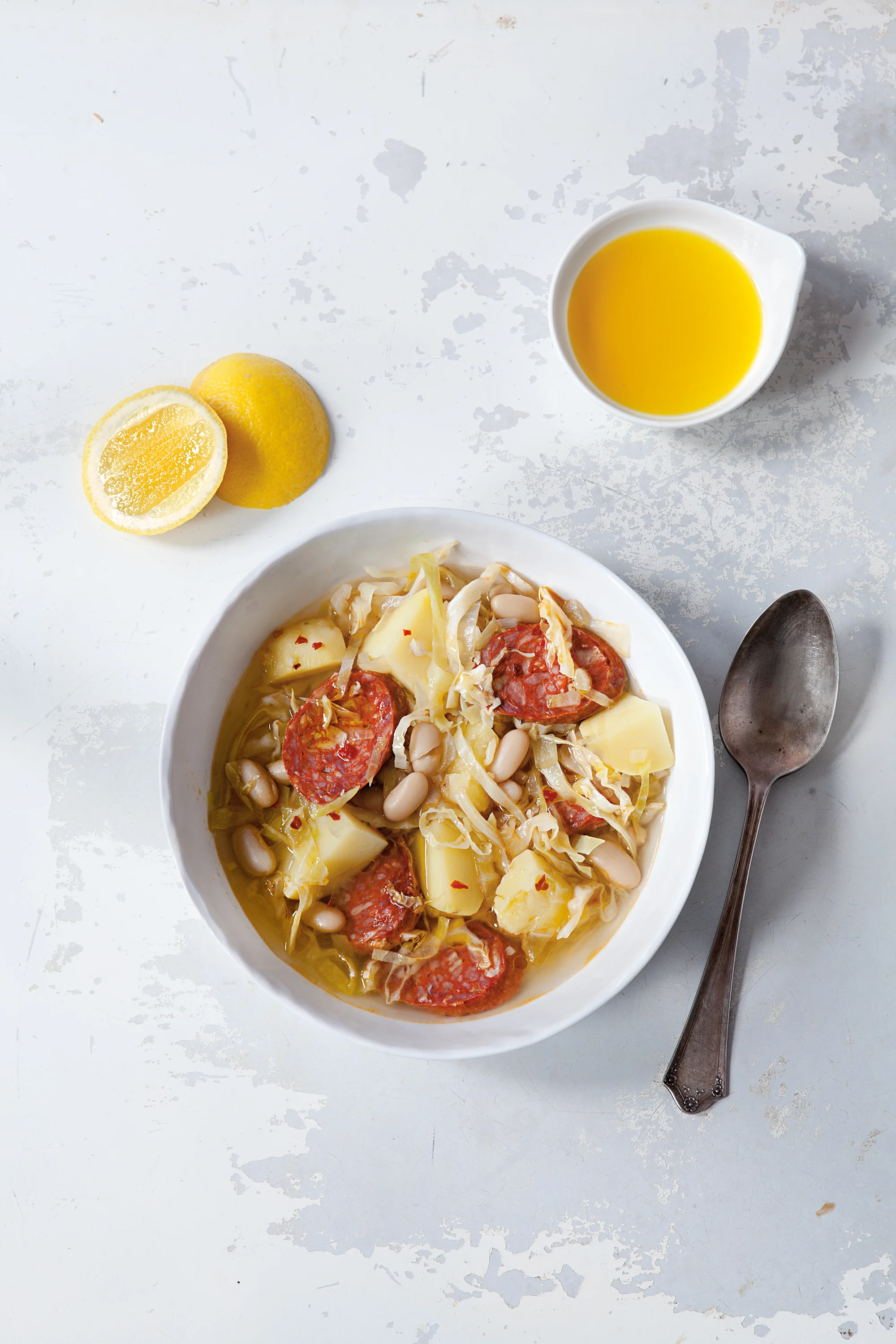 Spicy Cabbage and Chorizo Soup (SAVEUR Soups & Stews); photo by Joseph De Leo