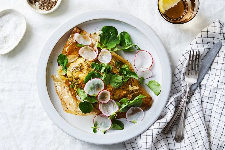 Pesto-Rubbed Chicken and Spring Vegetables in Parchment Packets (photo by Rocky Luten for Food52)