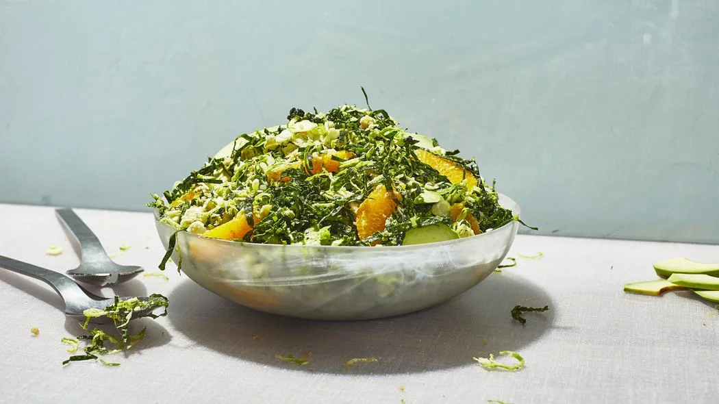 Shaved Brussels Sprouts, Kale, and Citrus Salad; photo by Heami Lee for Munchies