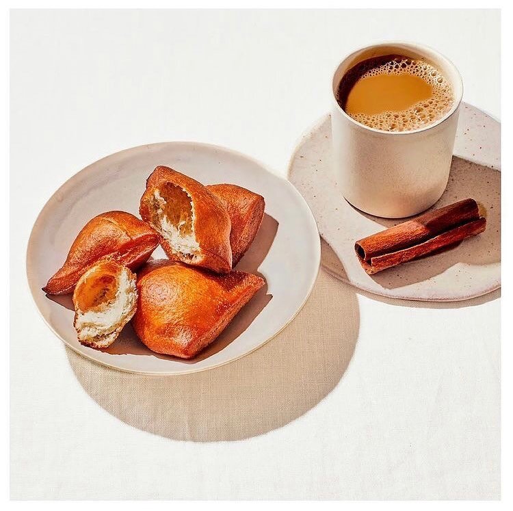 new work: @zaynab_issa &lsquo;s mandazi + chai for @bonappetitmag (📸 @nothinginpassing | 🥣 @bartoshesky | AD @aeswist )