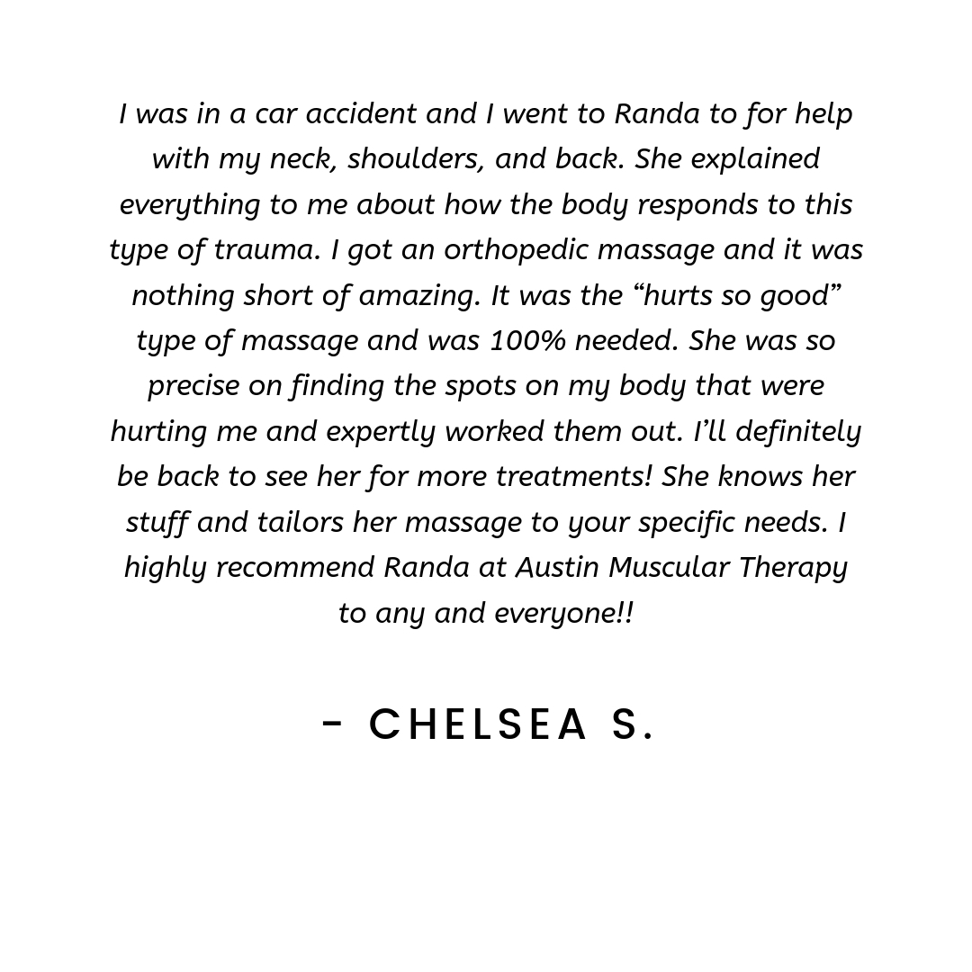 I went to visit Randa because I was experiencing sciatic nerve pain down my right leg. Randa was able to pinpoint and work on a few areas that dramatically improved my flexibility and ultimately relieved my leg pain.-8.jpg