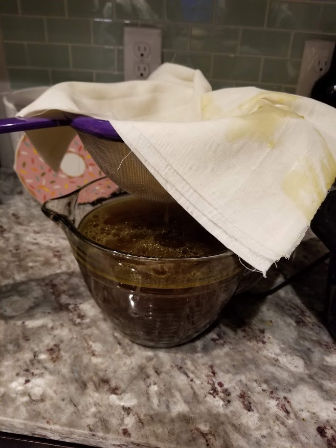 Almost there - strain out the debres.