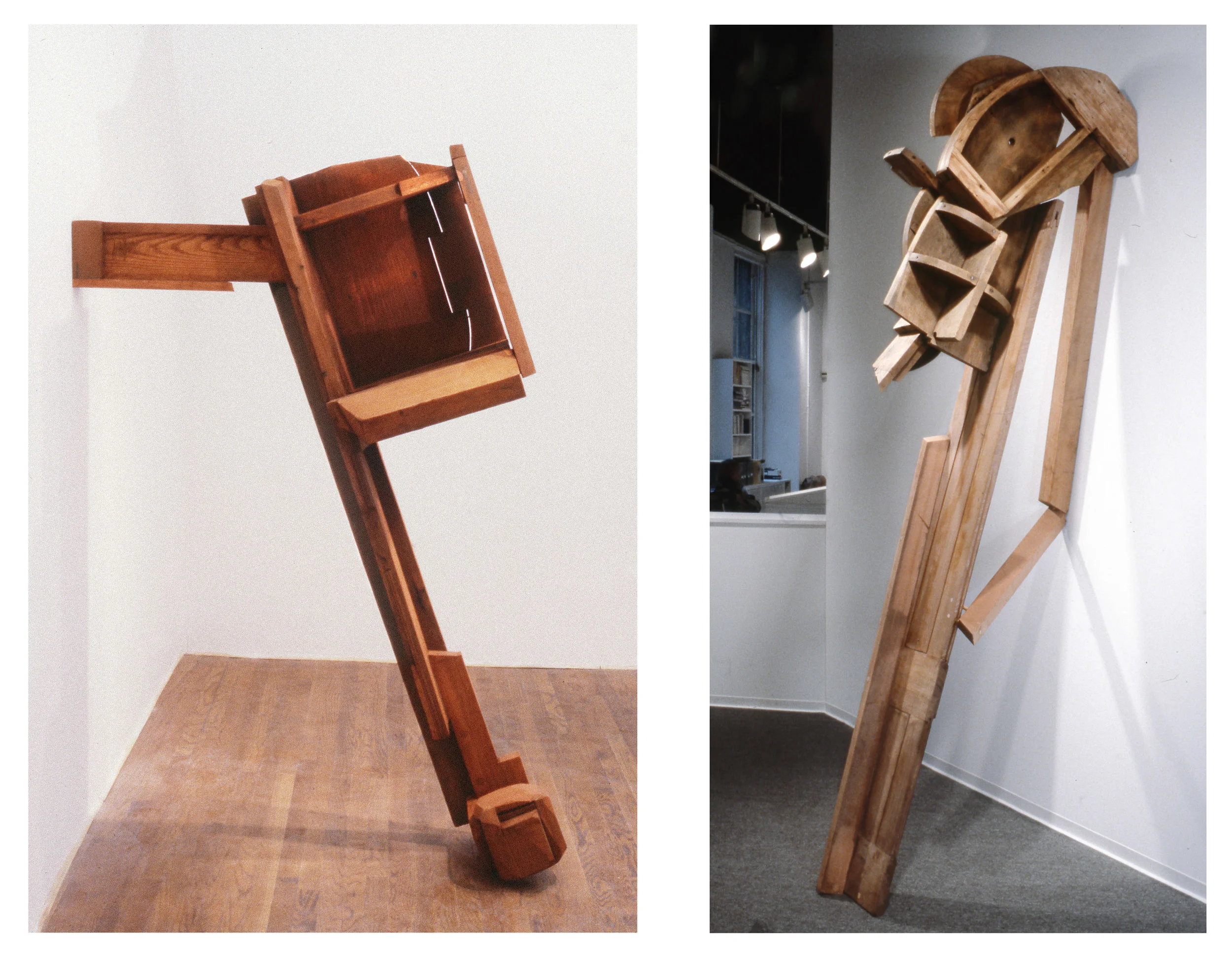 left: Bull Durham , 1986. h. 74" x w. 23" x d. 52 1/2". Stained wood. right: Filles de Kilimanjaro , 1985 h. 116" x w.22" x d. 44 1/2" Wood
96
Normal
0
false
false
false
EN-US
X-NONE
X-NONE
/* Style Definitions */
table.MsoNormalTable
{mso-style-name:"Table Normal";
mso-tstyle-rowband-size:0;
mso-tstyle-colband-size:0;
mso-style-noshow:yes;
mso-style-priority:99;
mso-style-parent:"";
mso-padding-alt:0in 5.4pt 0in 5.4pt;
mso-para-margin:0in;
mso-para-margin-bottom:.0001pt;
mso-pagination:widow-orphan;
font-size:10.0pt;
font-family:"Cambria",serif;}