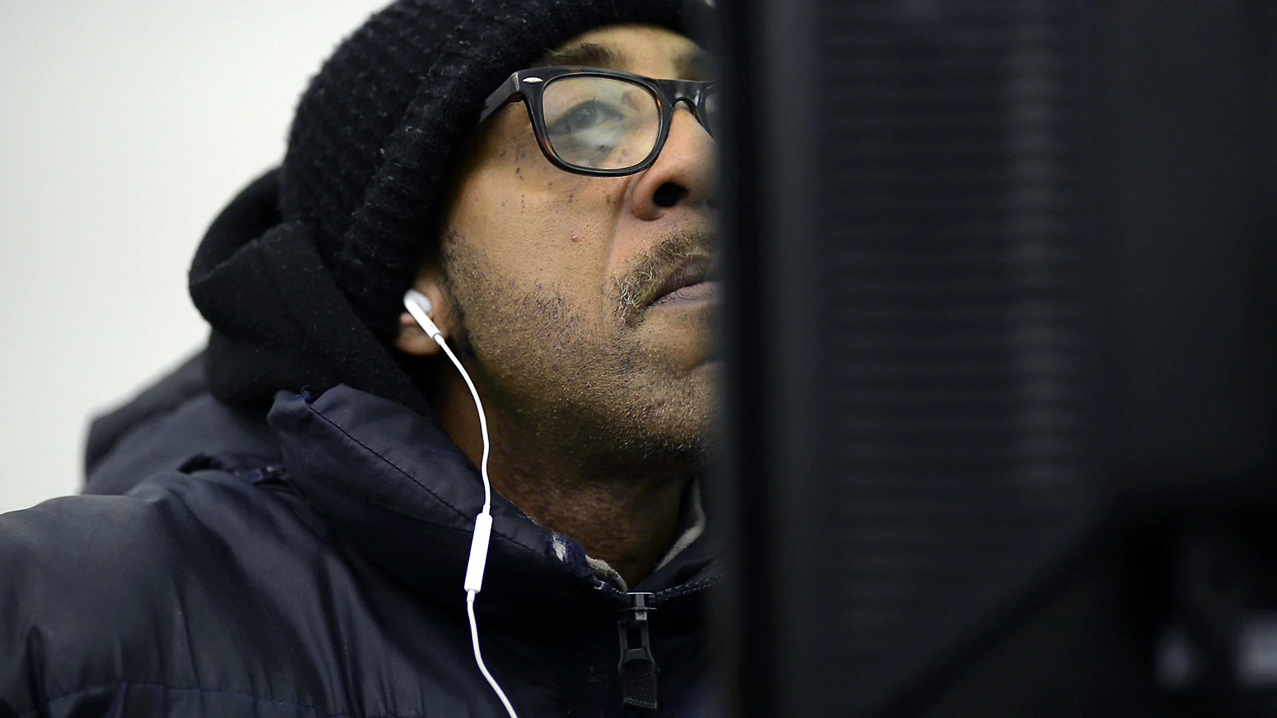 this particular planet 2014 | HD color | 14:15 In from the bitter cold of mid-winter during an allotted one-hour public library computer session, a man curses and mutters at the unseen amid a dense soundscape that is periodically inflected by a manic and spellbinding rant about the heavens by L. Ron Hubbard, the founder of Dianetics and the Church of Scientology. More about this particular planet