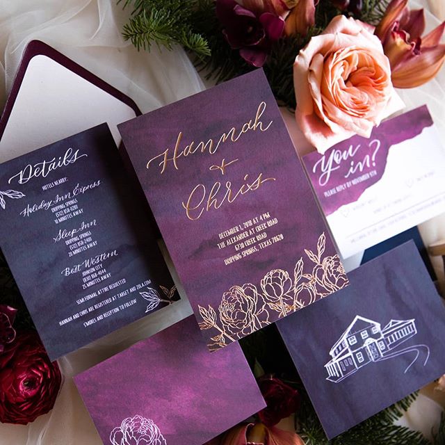 Today is finally the day for Hannah and Chris!! I have so much affection for this lovely bride, and her sweet momma, too. We opted for delicate rose gold foil to give these fine lines some sparkle and tied it in with sweet champagne envelope liners.