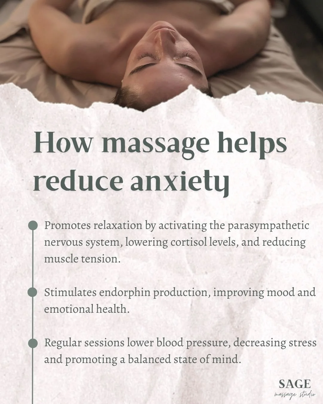 Obviously massage can help your body, but it can also have an impact on mental health as well. Regular massage can be a great addition to your self-care routine to help reduce stress hormones and combat anxiety.

#mentalhealth #massagetherapy #massag