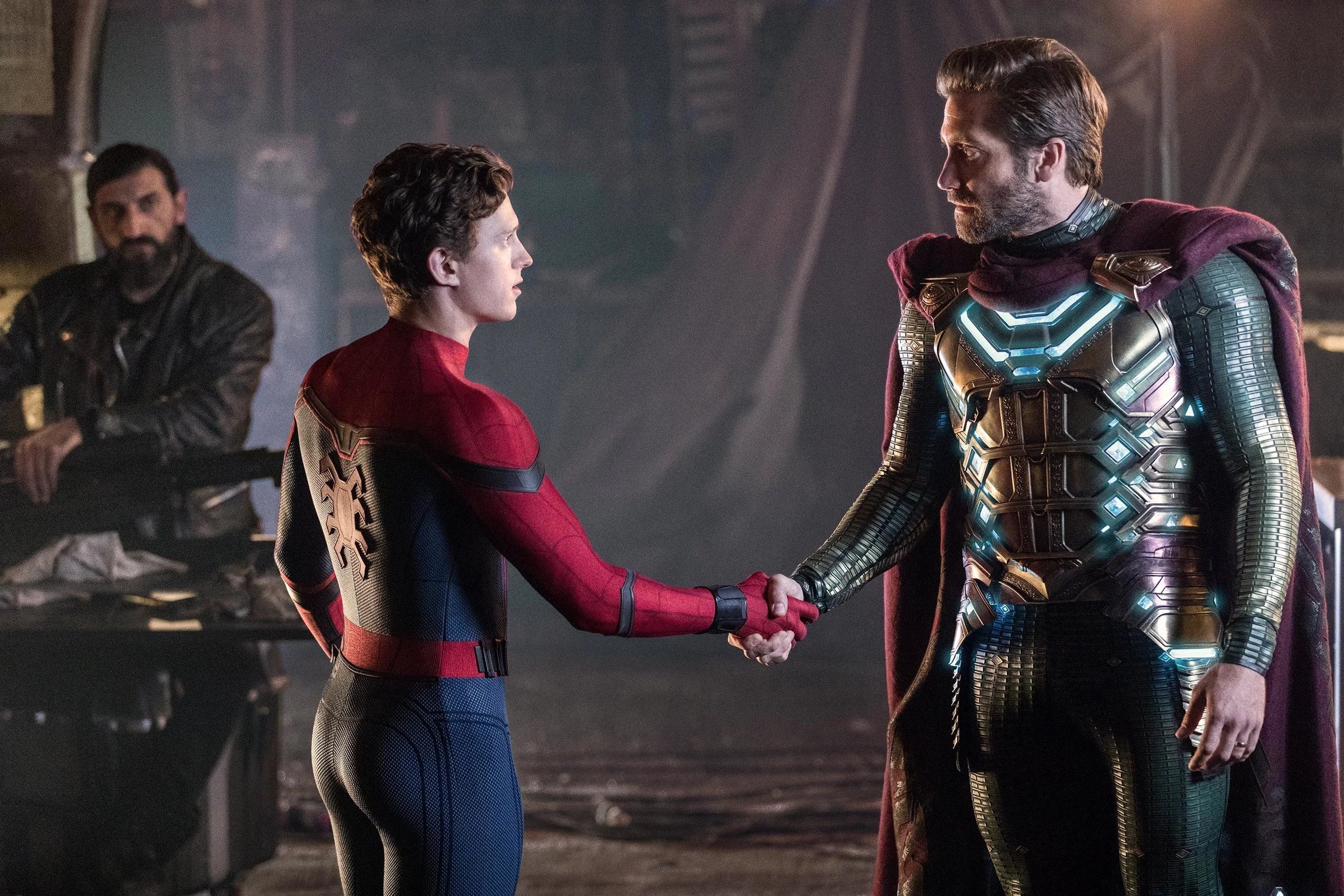 Numan Acar, Tom Holland, and Jake Gyllenhaal in Spider-Man: Far From Home | Sony Pictures Releasing