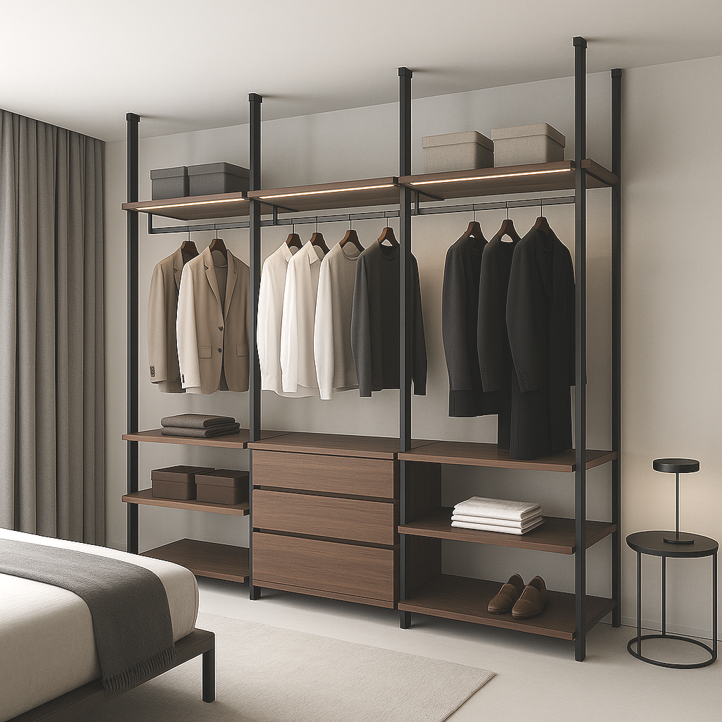 POL 3 bay open wardrobe