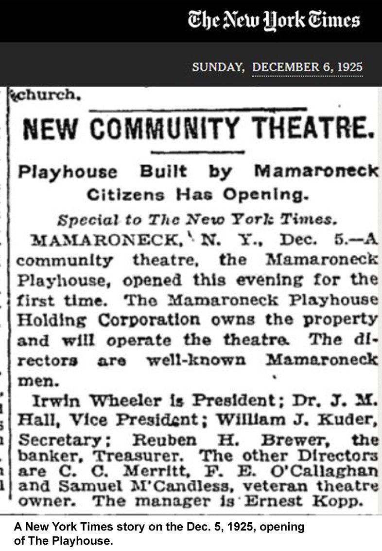 Mamaroneck Playhouse opening news story