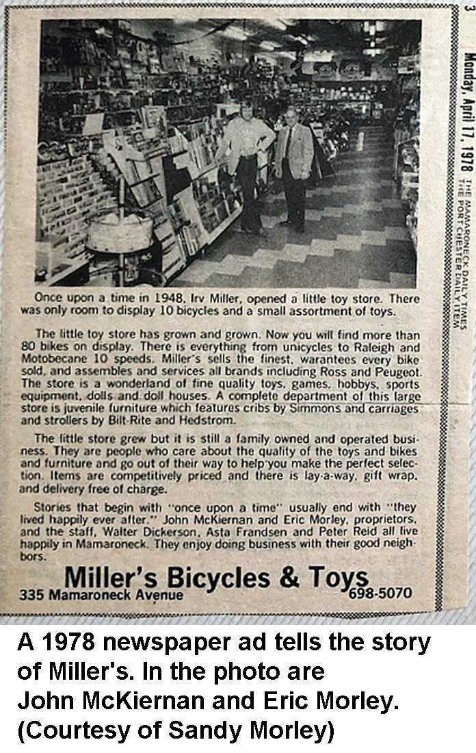  A 1978 newspaper ad tells the story of Miller's. In the photo are John McKiernan and Eric Morley. (Courtesy of Sandy Morley) 