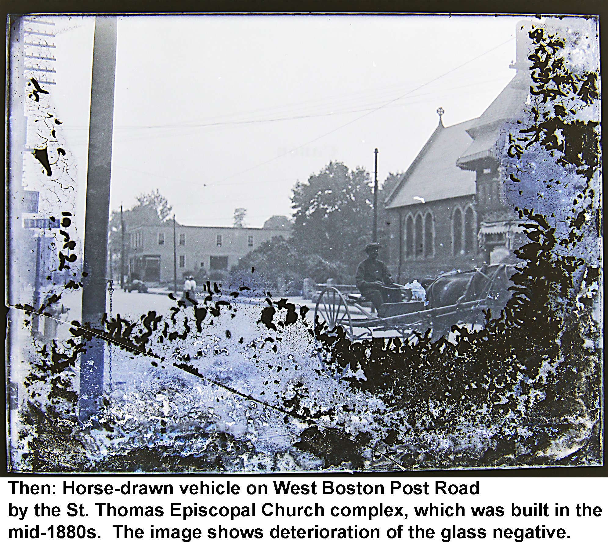 GN-151 Horse drawn vehicle in front of St Thomas Church captioned.jpg