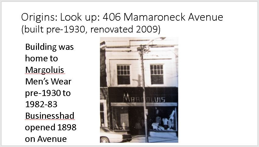 Slide 7 Mamaroneck Avenue Retrospective - Look up.JPG