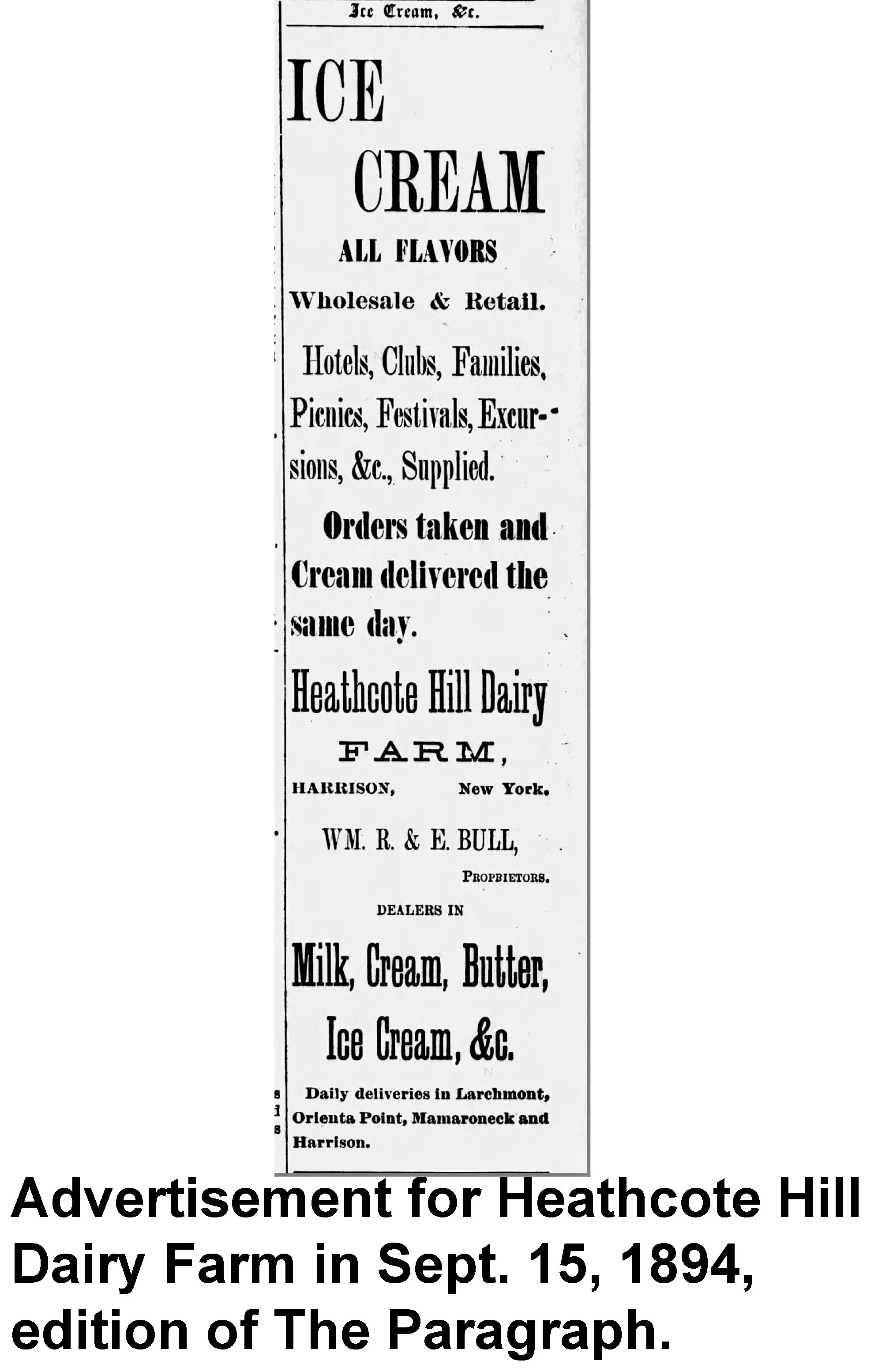 1894 Advertisement for Heathcote Hill Dairy Farm 