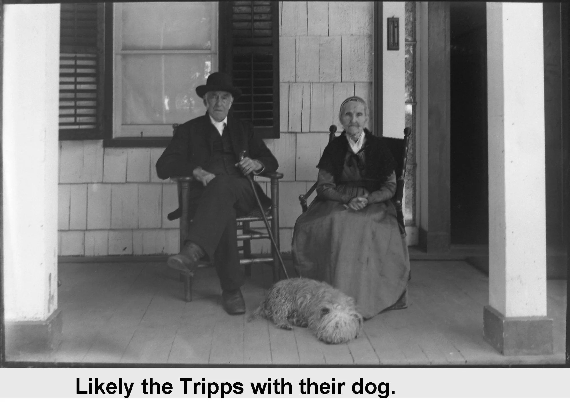 Likely the Tripps with their dog - vintage photograph