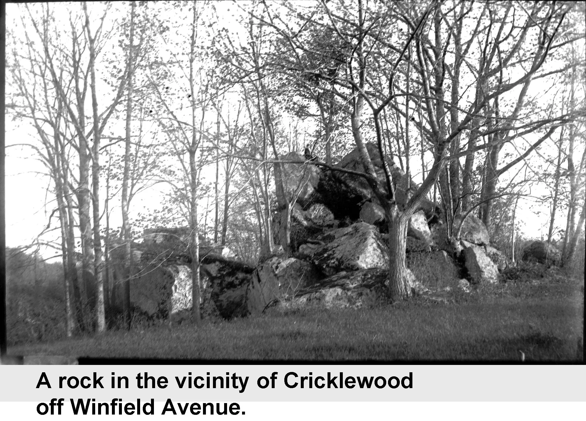A rock in the vicinity of Cricklewood off Winfield Avenue - vintage photograph