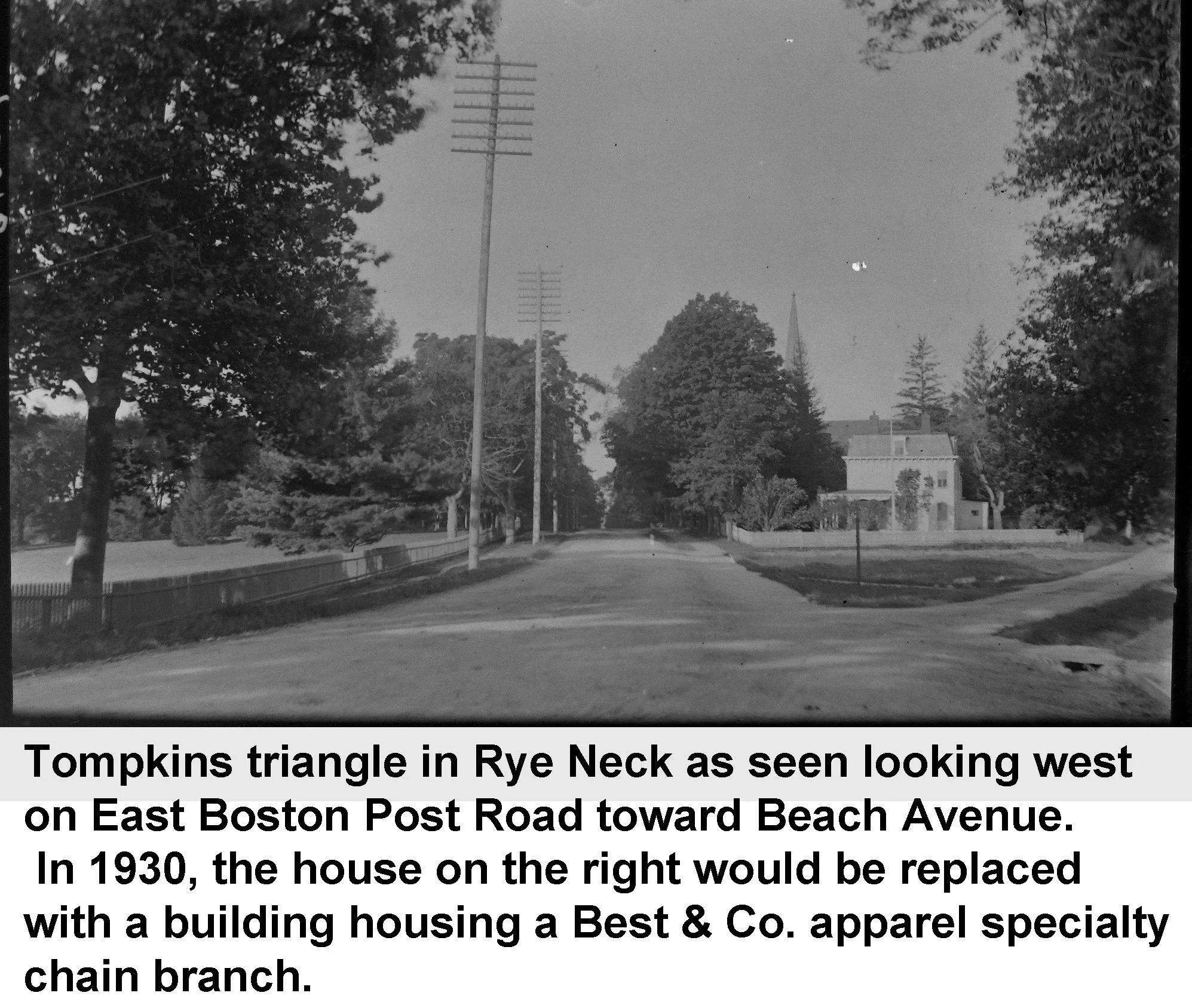 Tompkins triangle in Mamaroneck - vintage photograph
