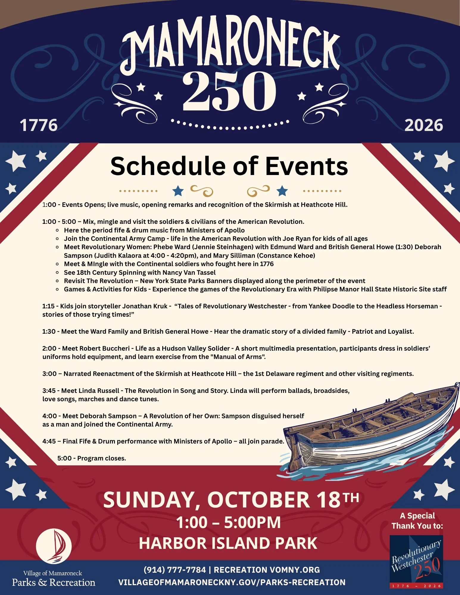 Mamaroneck 250 schedule of events