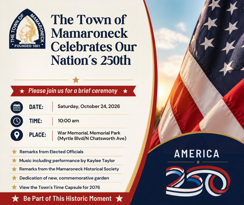 Town of Mamaroneck America’s 250th celebration flyer
