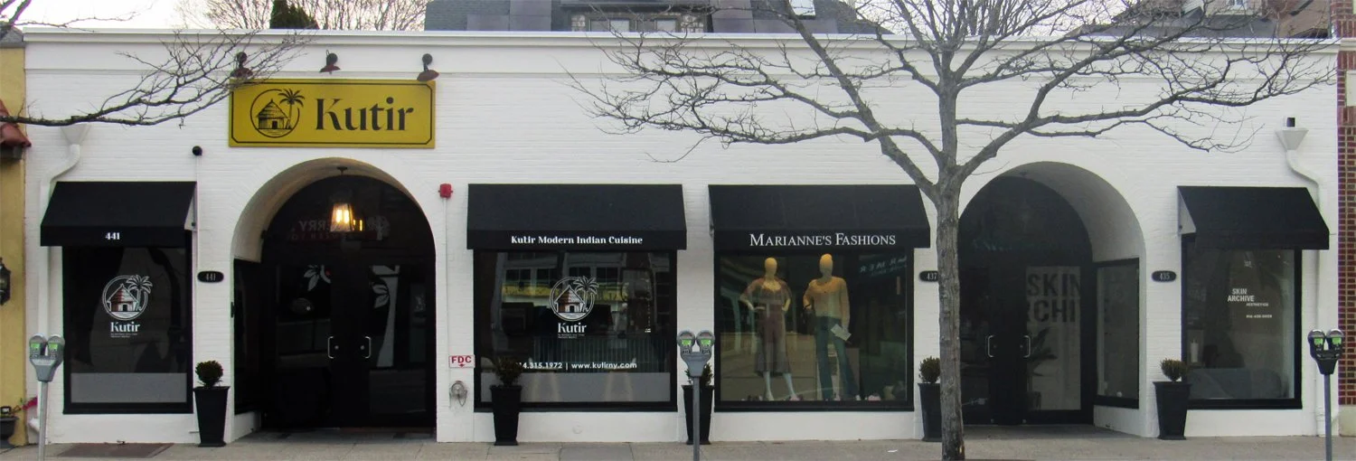 435-441 Mamaroneck Avenue, 2026: Skin Archive Aesthetics (435), Marianne's Fashions (437),   Kutir By Chef Hemant Mathur (441)