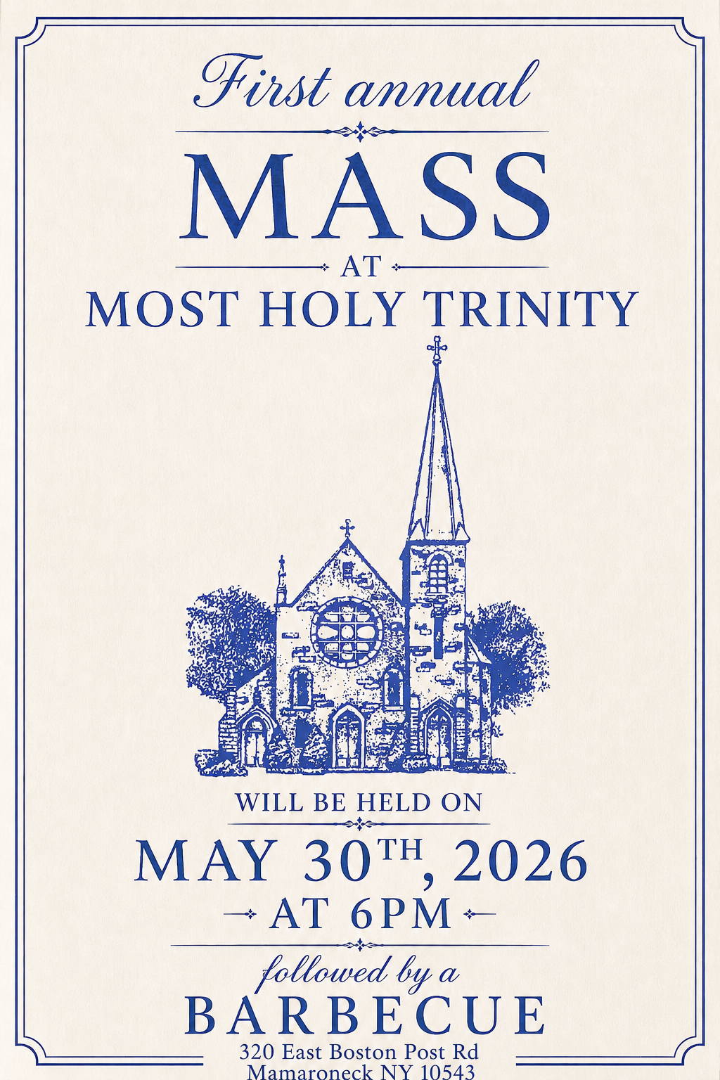 Most Holy Trinity May 30 Mass flyer
