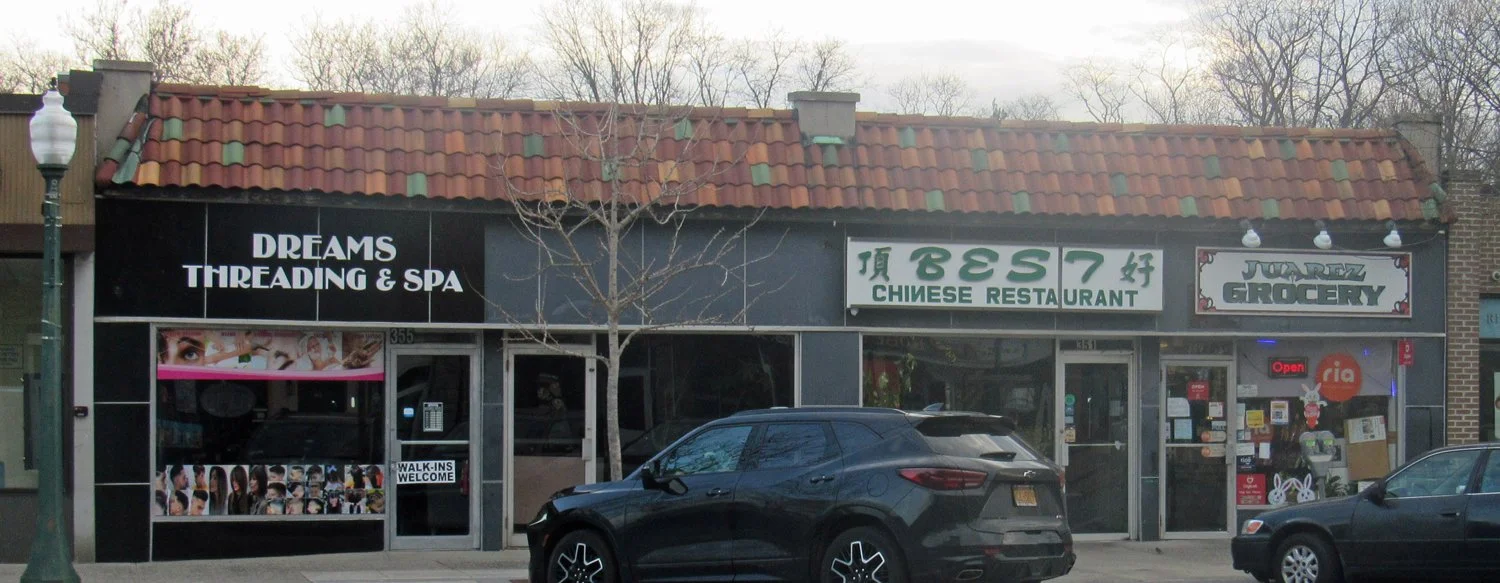 349-355 Mamaroneck Avenue, 2026: Juarez Grocery (349), Best Chinese Restaurant (351), Dreams Threading & Spa (355)