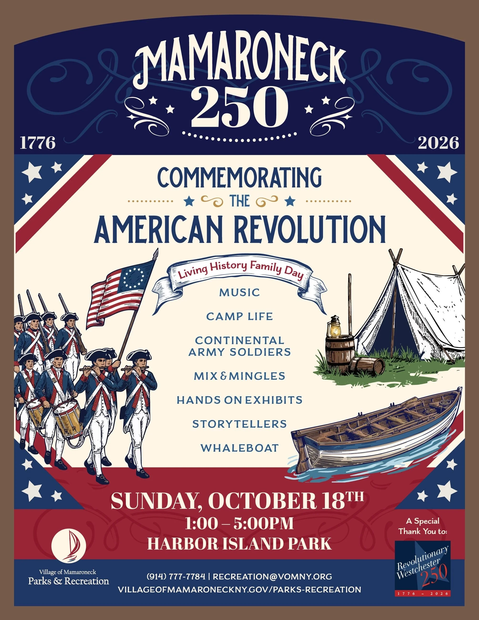 Mamaroneck 250 basic information flyer