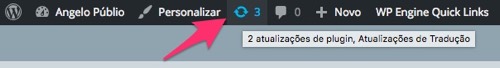 Aviso de atualizações na barra de administração do WordPress