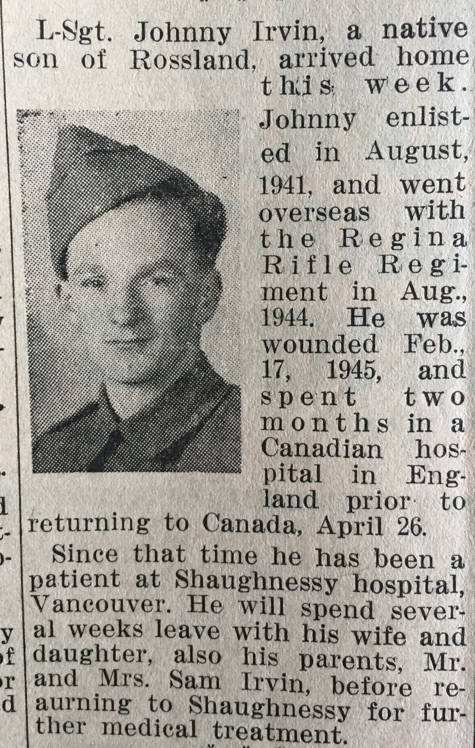 Irvin - Rossland Miner Aug 16, 1945 pg 1.JPG