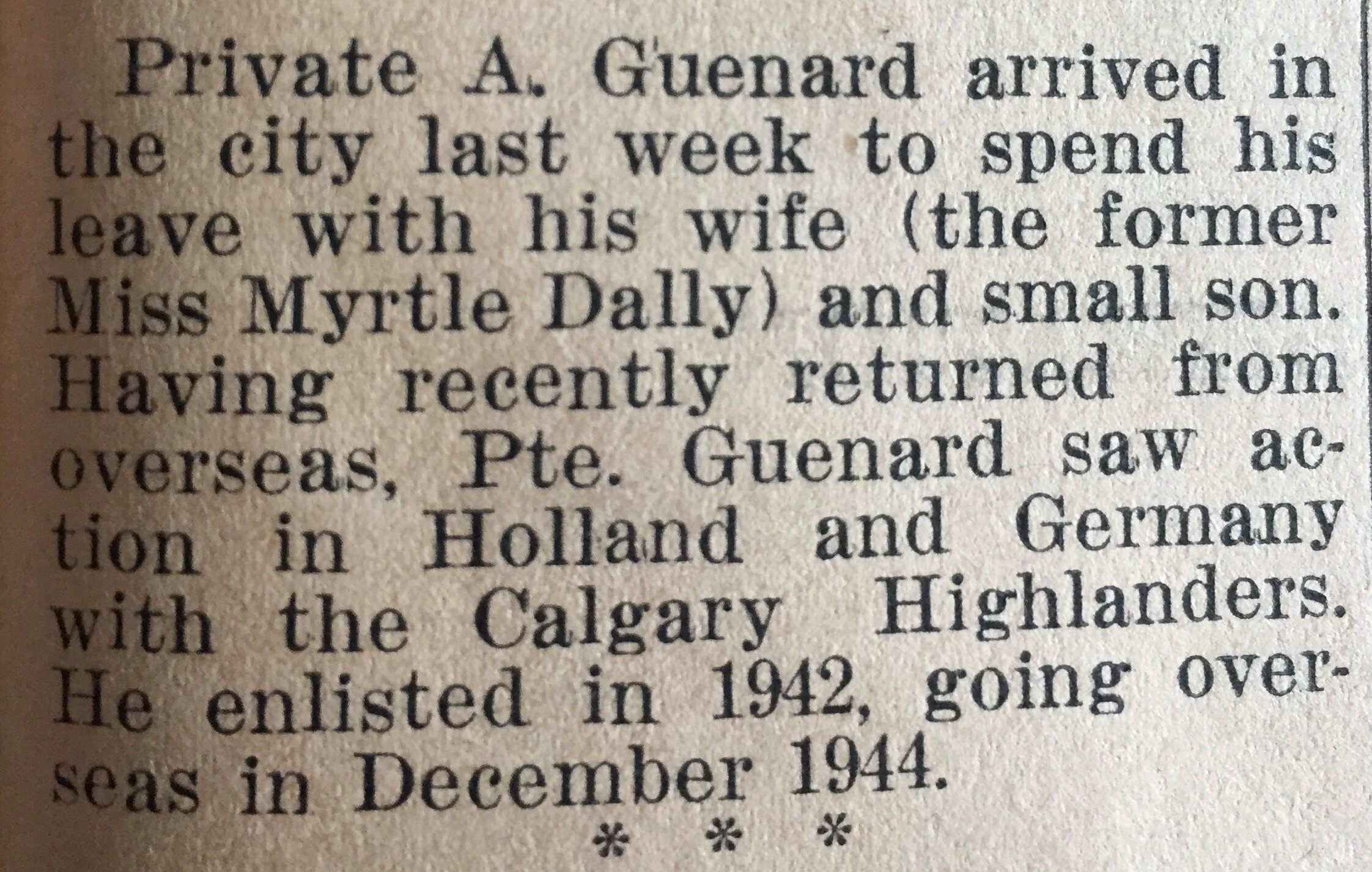 Guenard - Rossland Miner Dec 6, 1945 pg 1.JPG