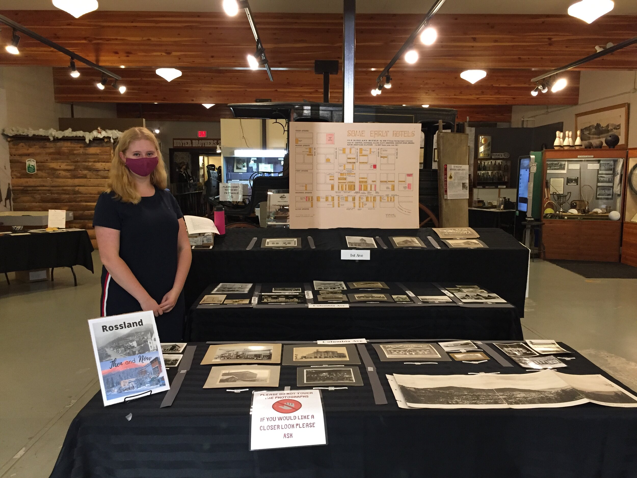 Madysson with her Rossland Then and Now display