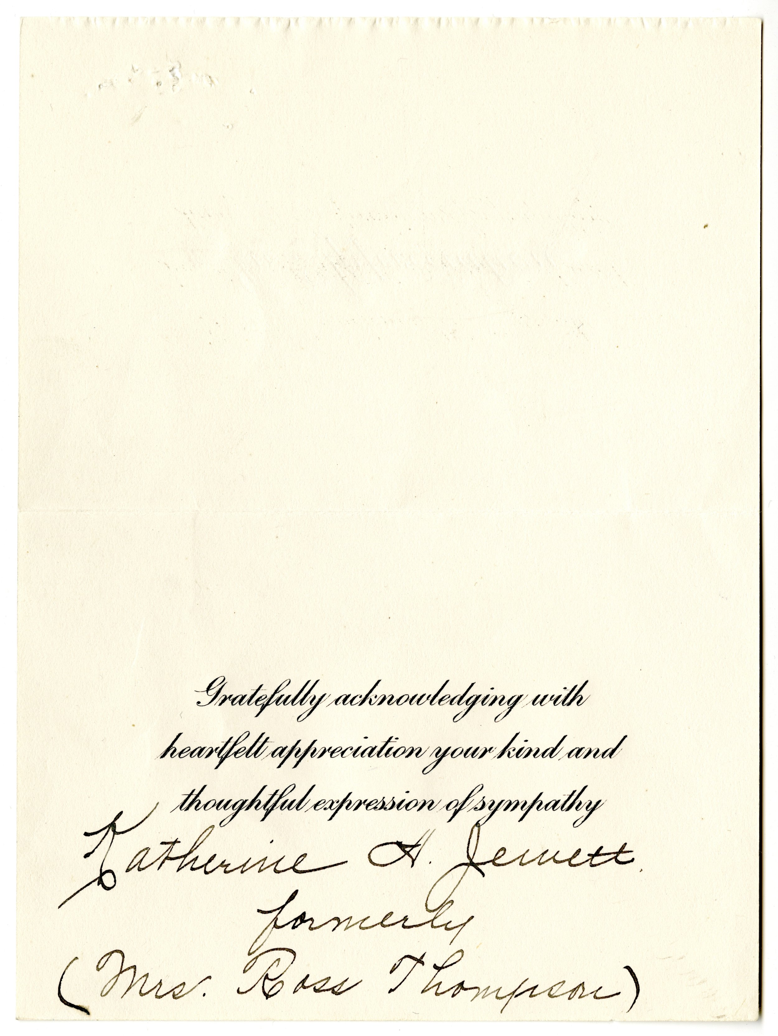 Note from Katherine Thompson to the City of Rossland. Collection of the Rossland Museum and Discovery Centre. March 1951.
