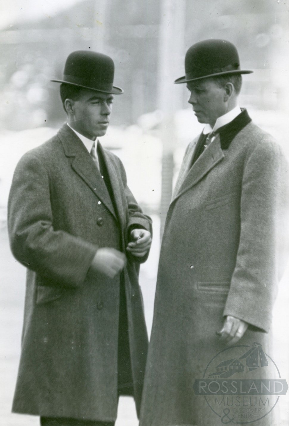  2369.0110: Lorne A. Campbell and his personal secretary, Bob McKibbin. Photo taken in Rossland, c. 1912. 