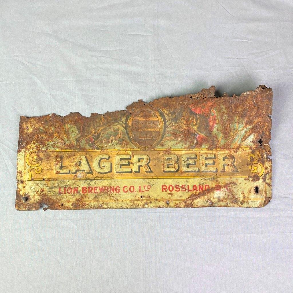  1990.30.2: Lion Brewing Company sign, circa 1897-1907. 