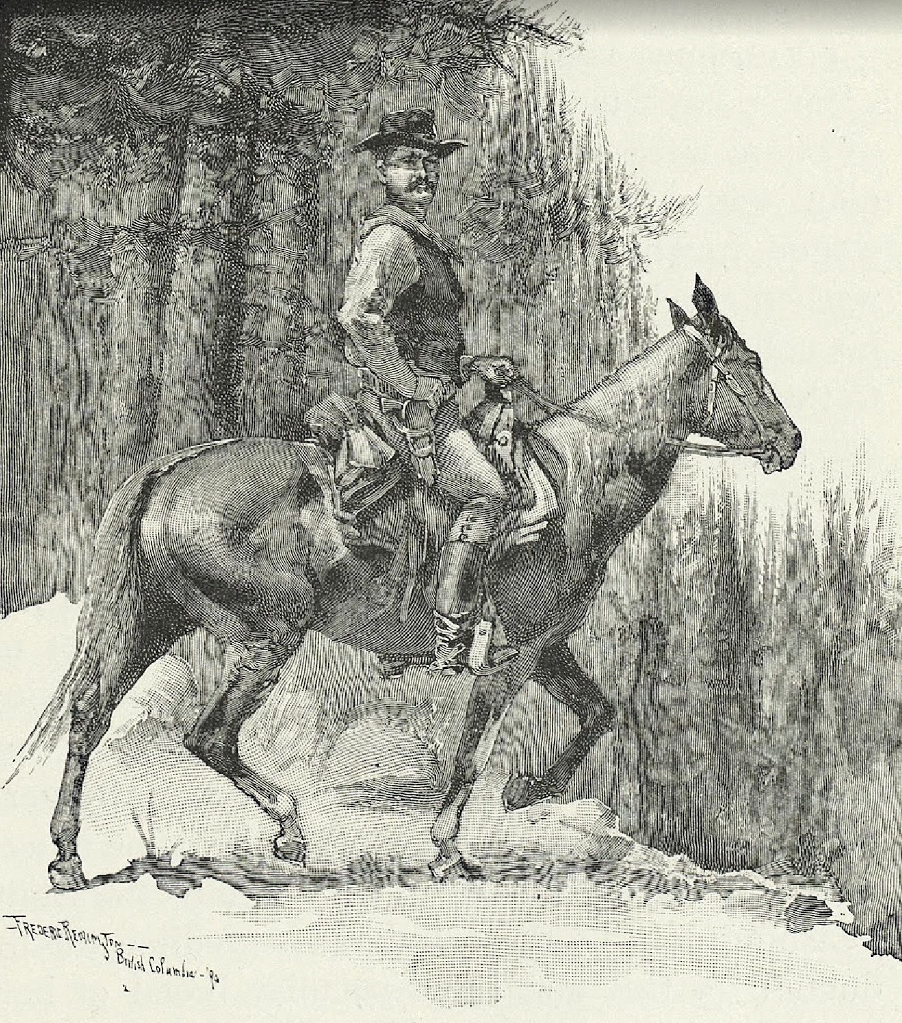  “Jack Kirkup, the Mountain Sheriff” by American painter Frederic Remington, 1890. 