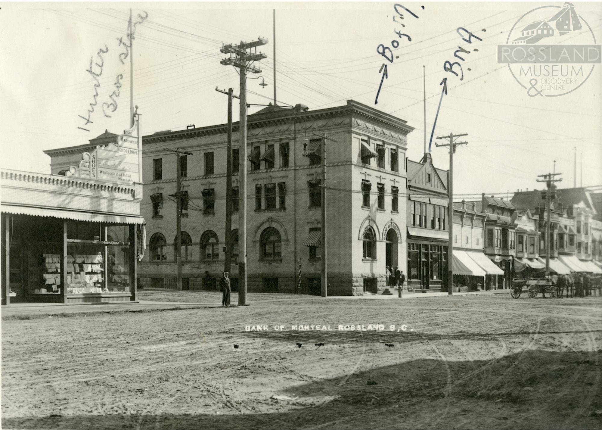   2282.0010 : Bank of Montreal, Hunter Brothers in Rossland, date unknown. 