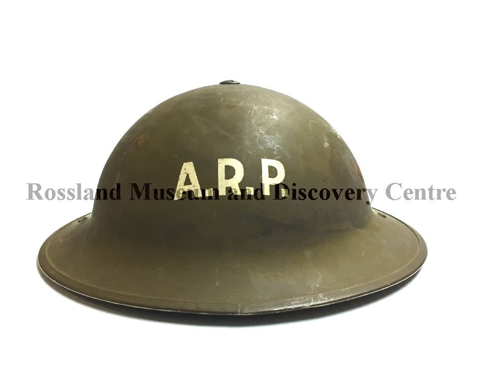   1990.3.4:  Rossland ARP Helmet, circa 1941-1945. 