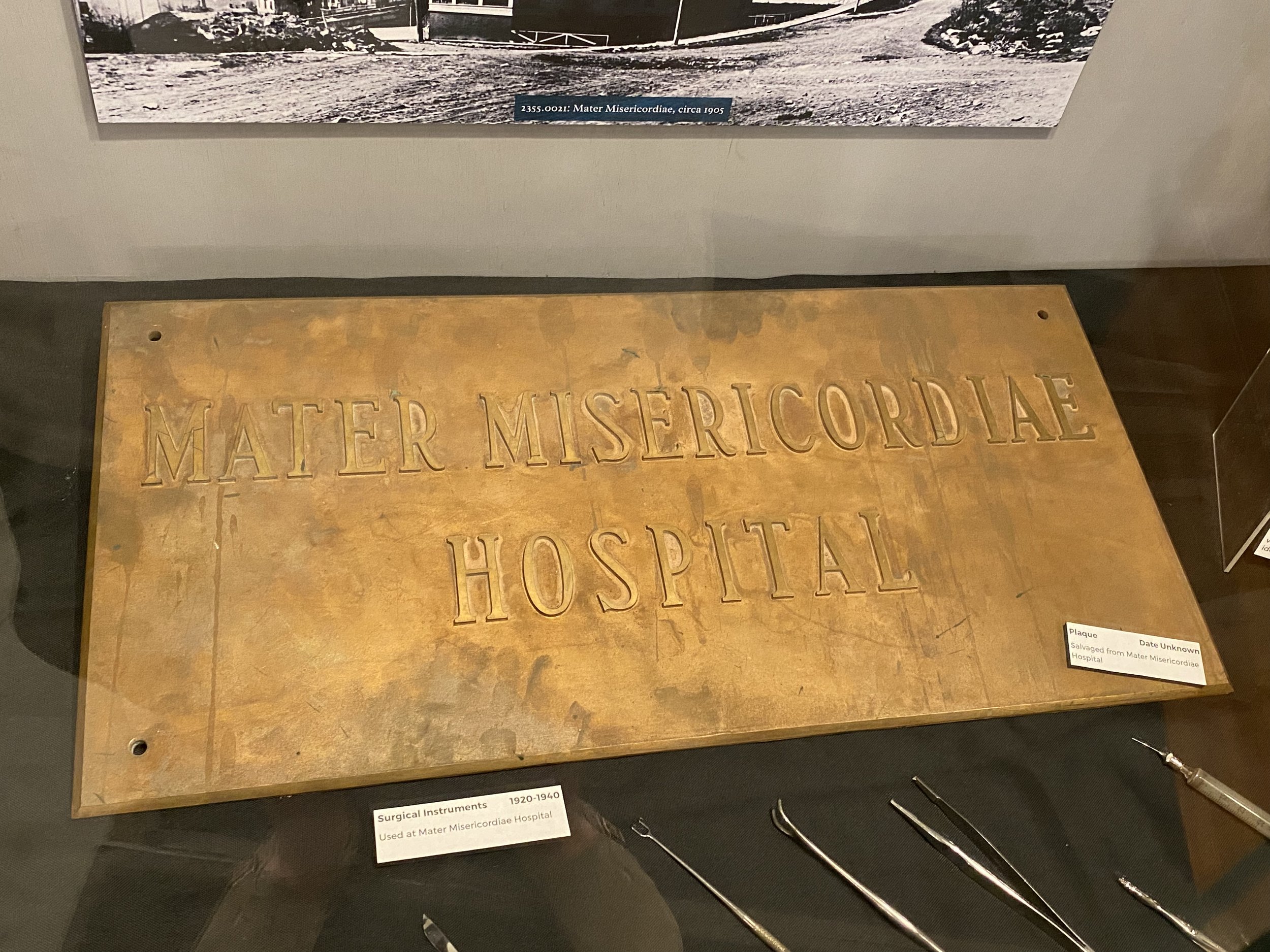  Plaque salvaged from Mater Misericordiae, date unknown. 