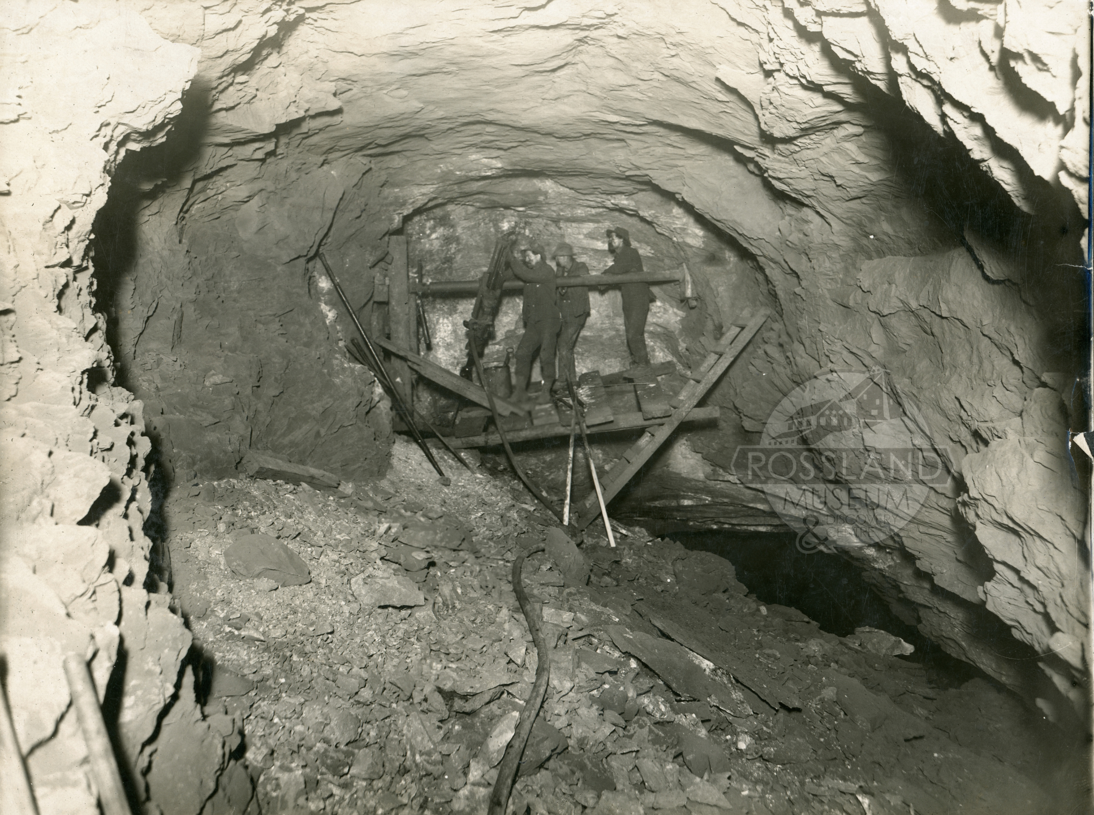 Photo 2304.0064: Drilling in Centre Star Mine with a diamond drill, circa 1907