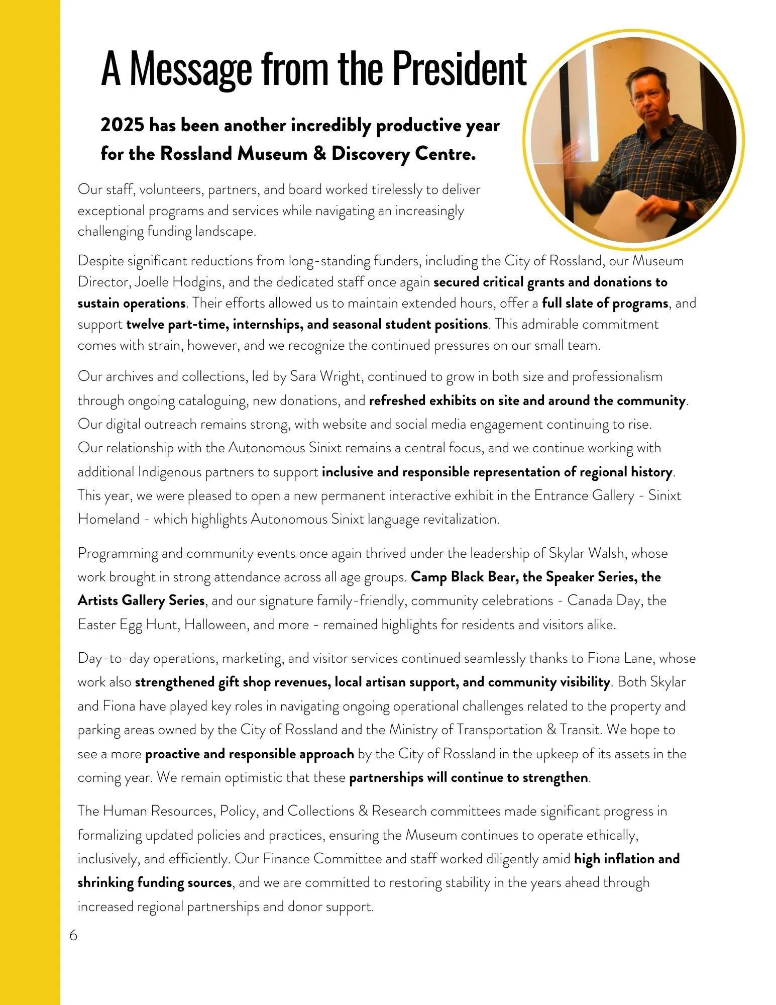 2025 Annual Report & New Board — Rossland Museum & Discovery Centre