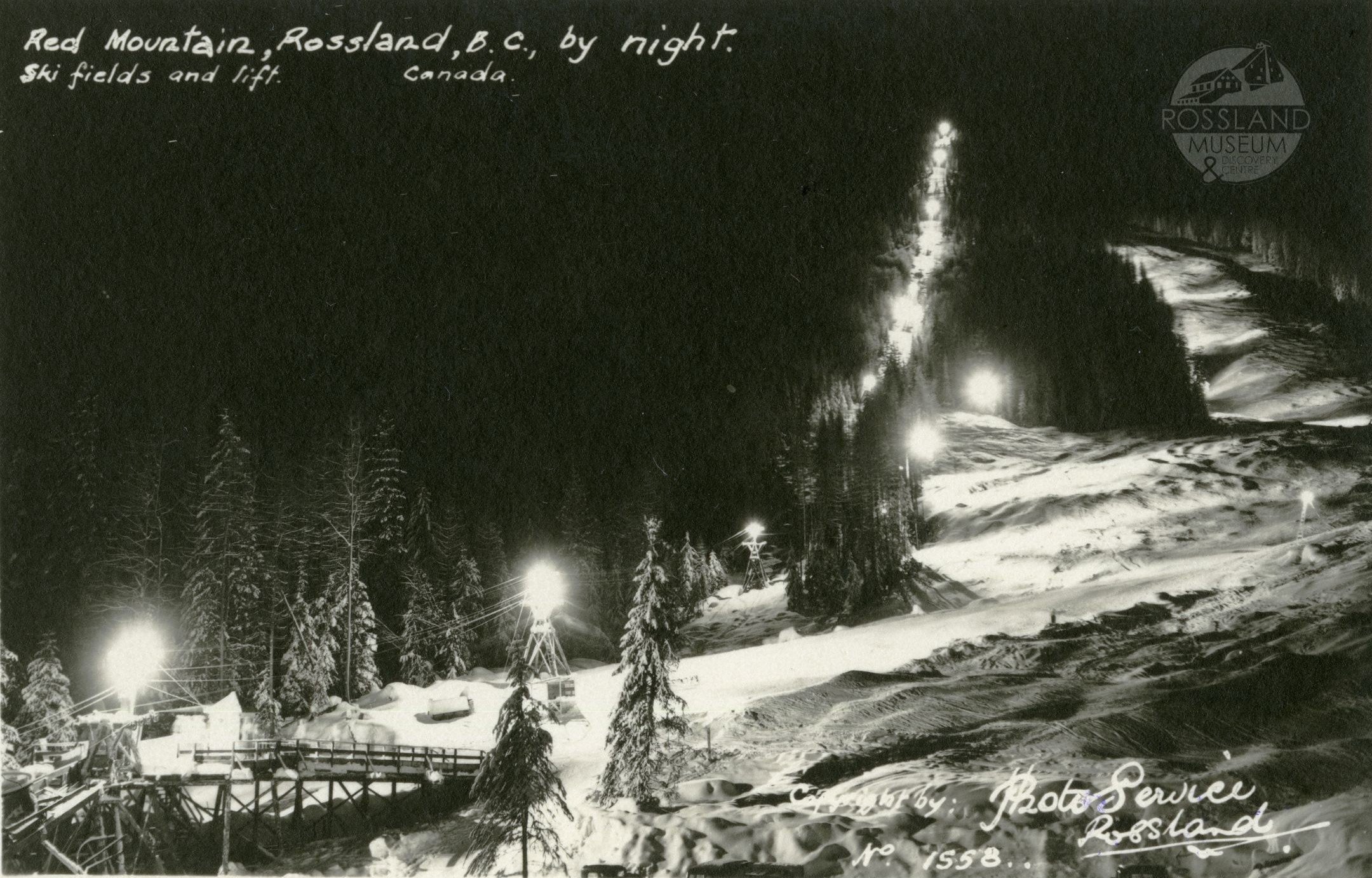  2369.0248: Red Mountain lit for night skiing, circa 1948 