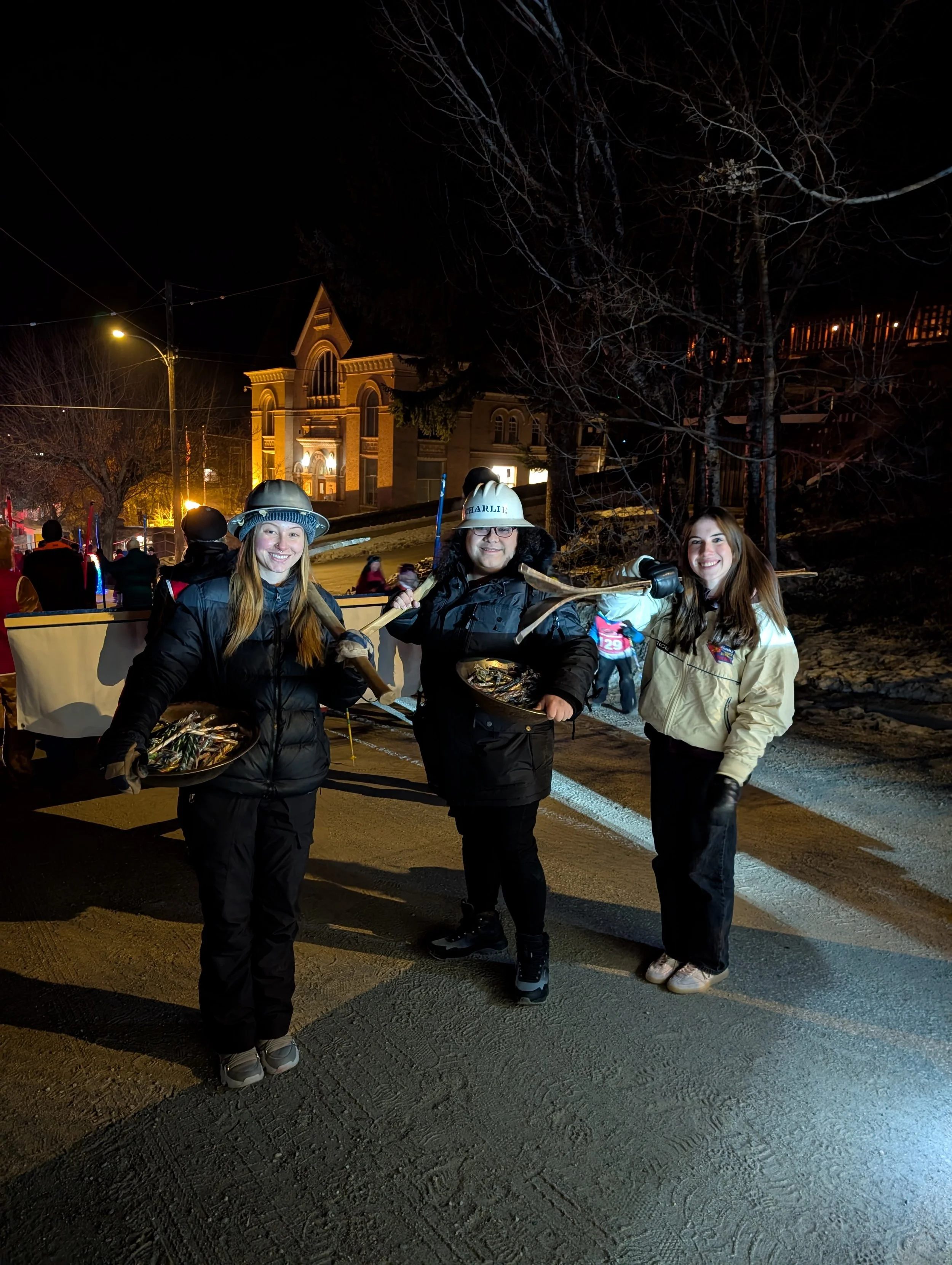Erin (right) with Rebecca and Eden in Winter Carnival Parade