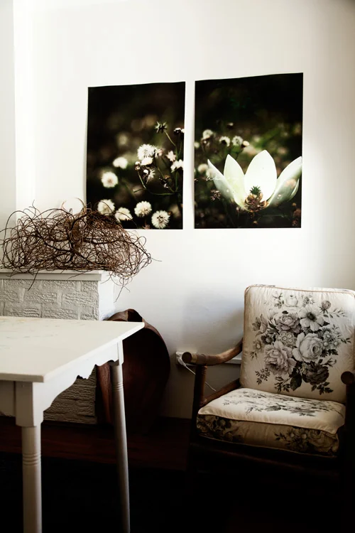 Dried bark, broken bracken and branches decorate her studio. Photo Credit: Pia Bijkerk