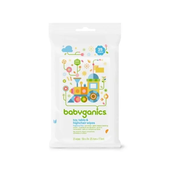 This is the same formula as the Toy and High chair cleaner above but in a portable wipe! I absolutely LOVE to keep a pack of these in my diaper bag. It’s perfect for quick clean ups &amp; dropped cups or pacifiers.
