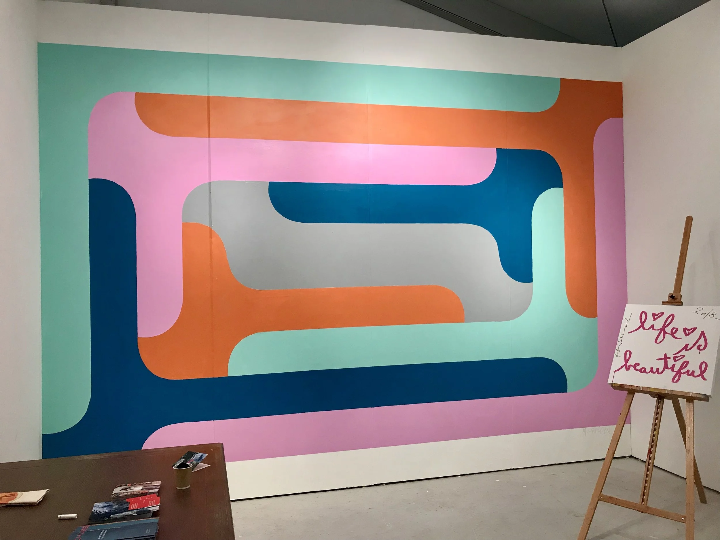 Dopey-Formalist mural, Chubb Insurance booth, Art Miami art fair ,2018