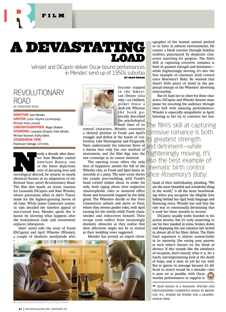 Revolutionary Road Review, Paste Magazine