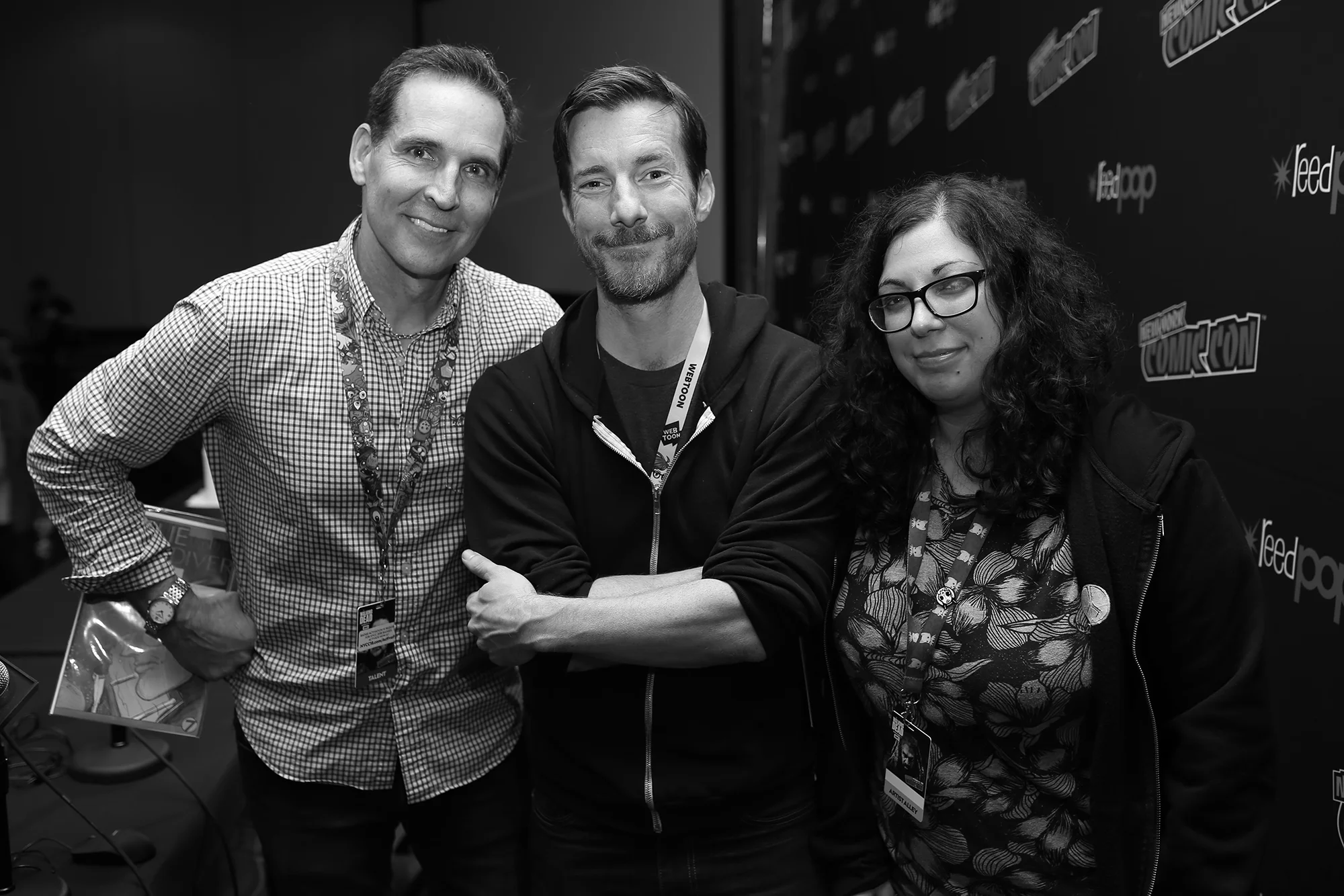 Todd McFarlane, Wes Craig, and Mirka Andolfo after an Art Jam panel at New York Comic Con