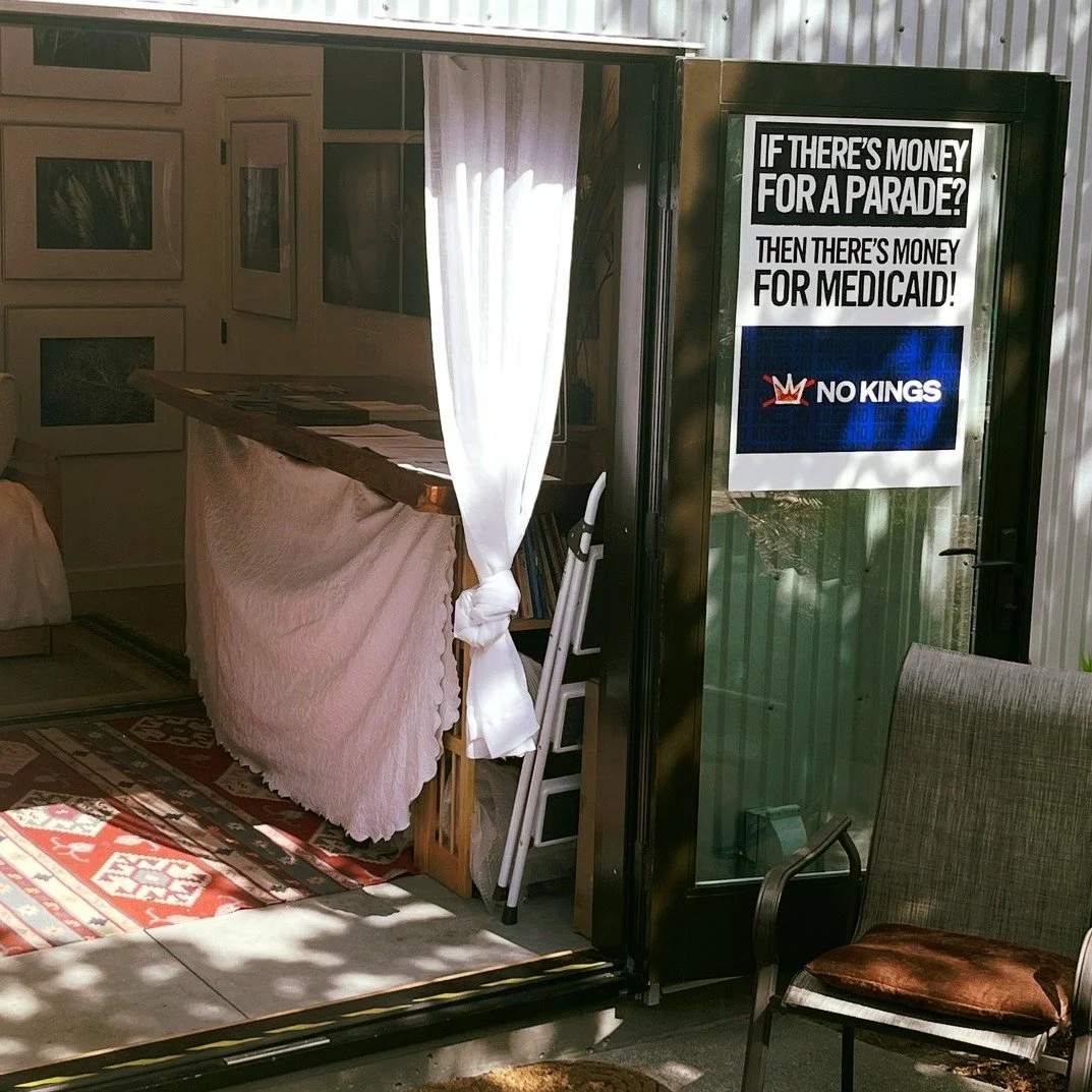 We're open for @artatthesource Open Studios today, flying our No Kings flag in solidarity. Hope you can come by after the protests, for some inspiration - studio 104, 3510 Frei Road, Sebastopol. Swipe through for more images that received a lot of lo