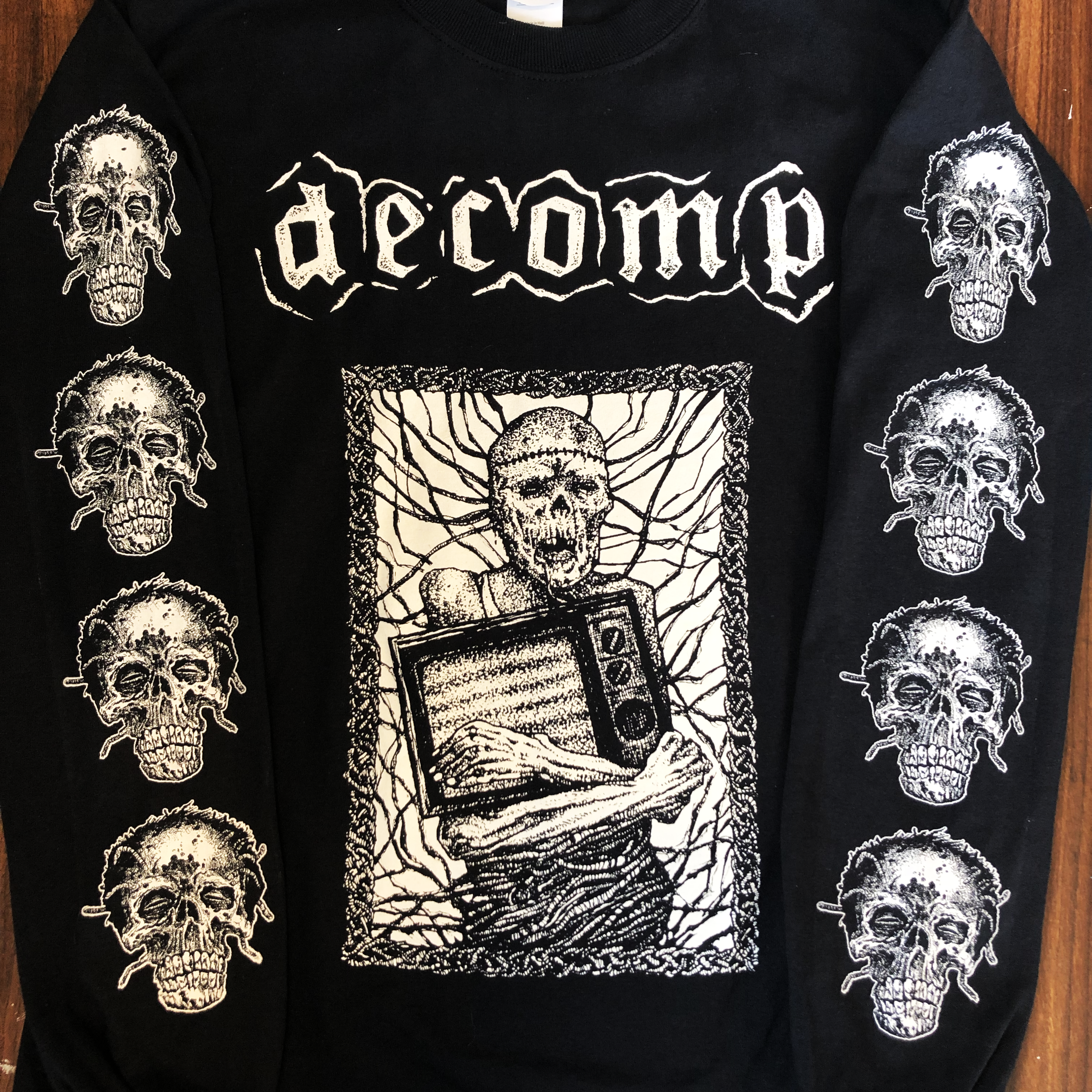  longsleeve discharge print for Decomp from Portland, OR. 2019 