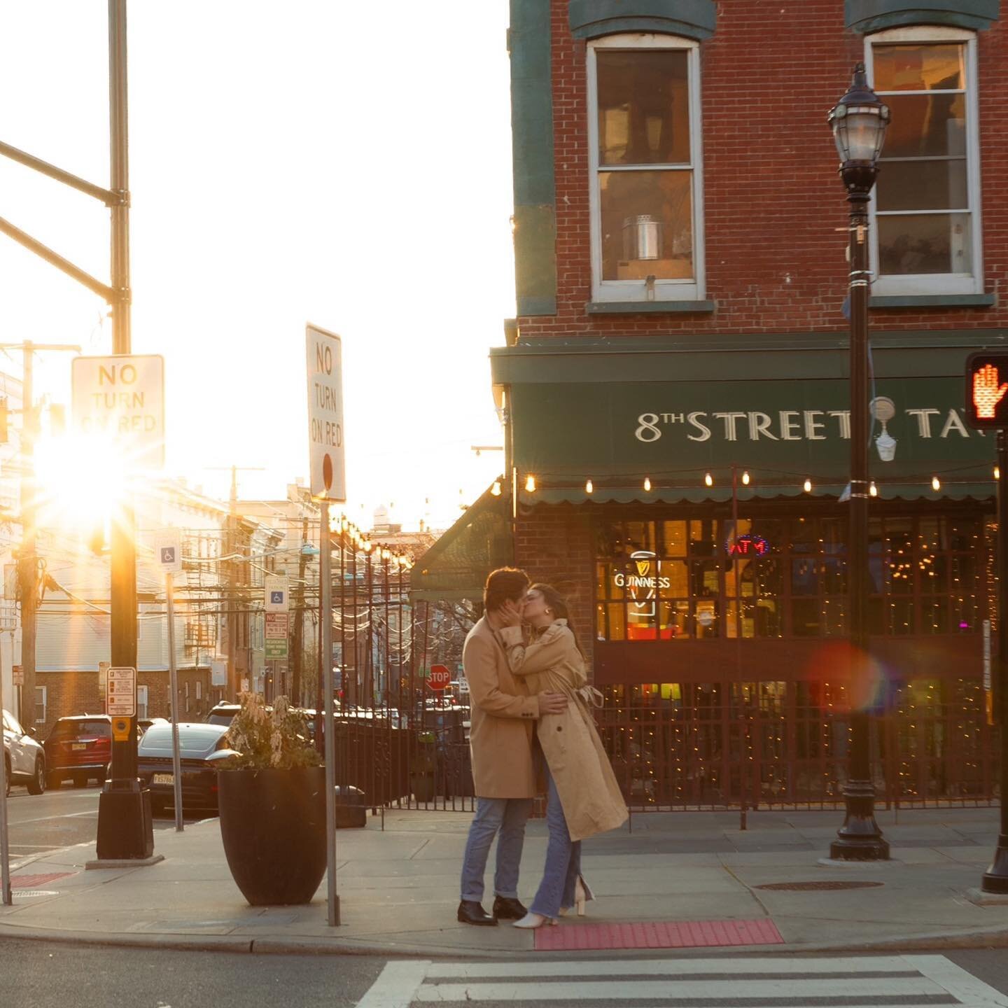 nothing but giggles and love during this stroll around hoboken for amy + joe's engagement session 🎞️💌✨