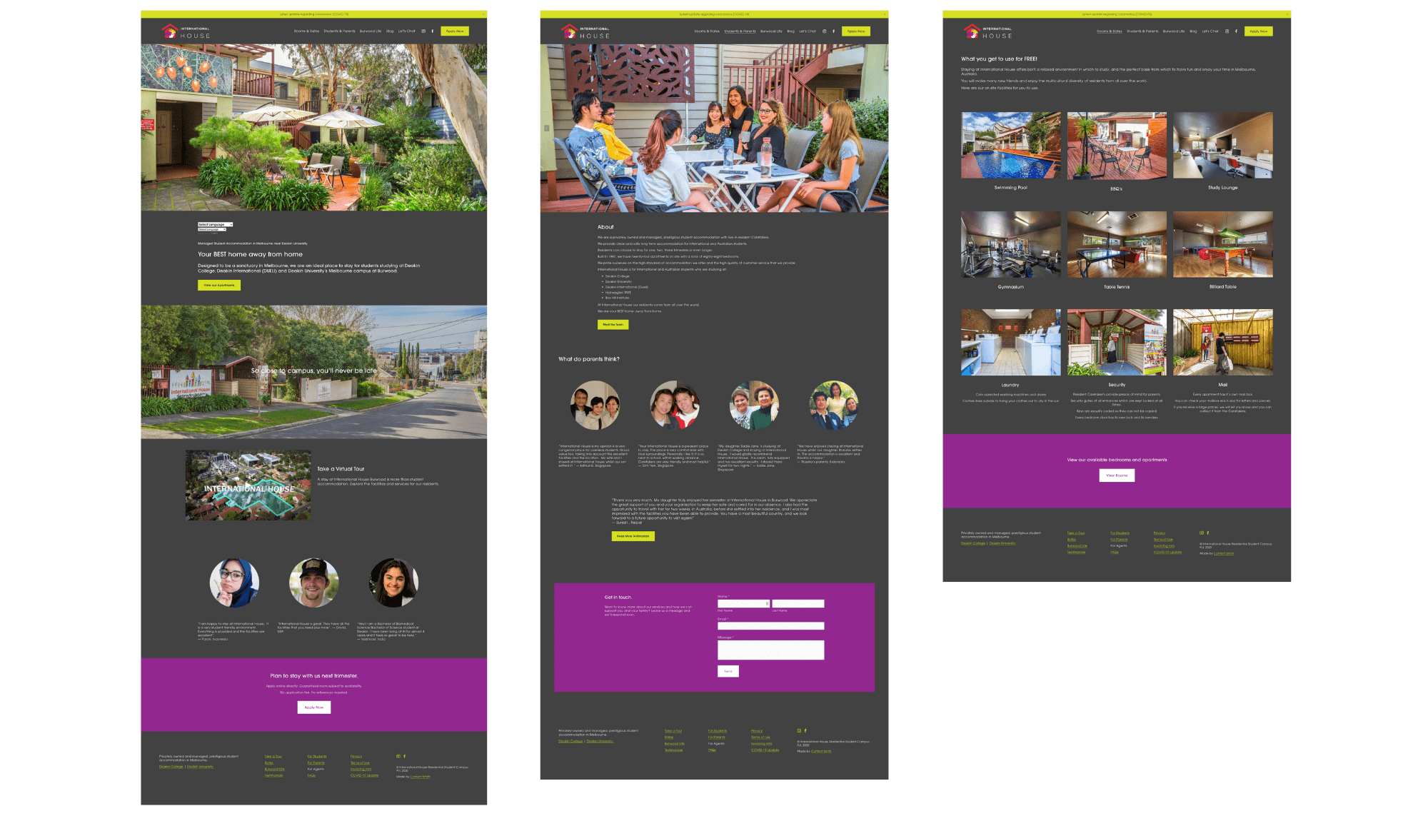 International House - website layout